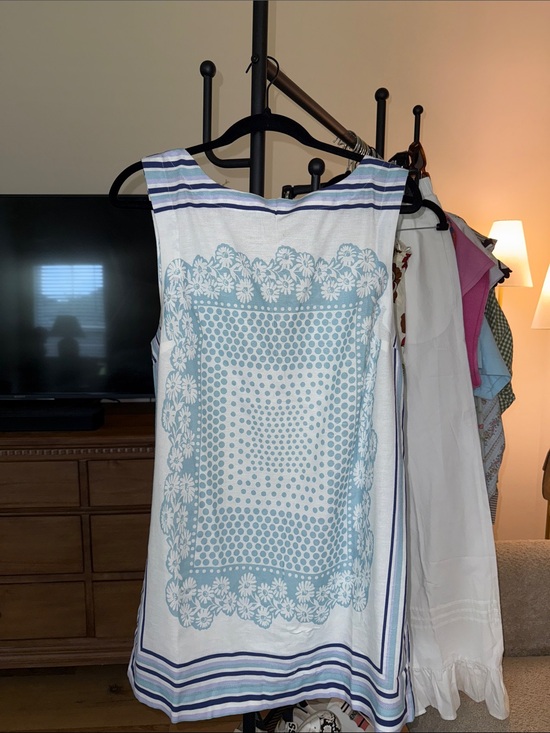 Free People Dresses & Skirts - Free people Sleeveless White Dress with Light Blue Floral Scarf Print